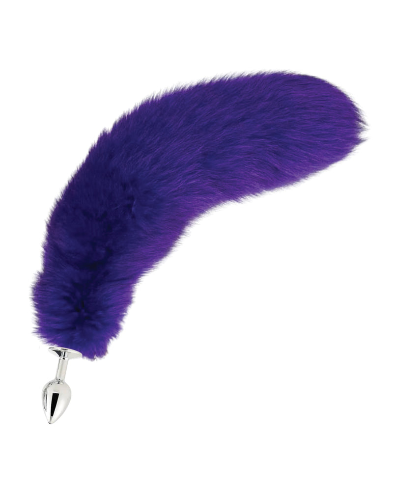Cargue la imagen en el visor de la galería, Tapón anal de acero inoxidable Pink Elephant con cola de zorro, pequeño, morado brillante