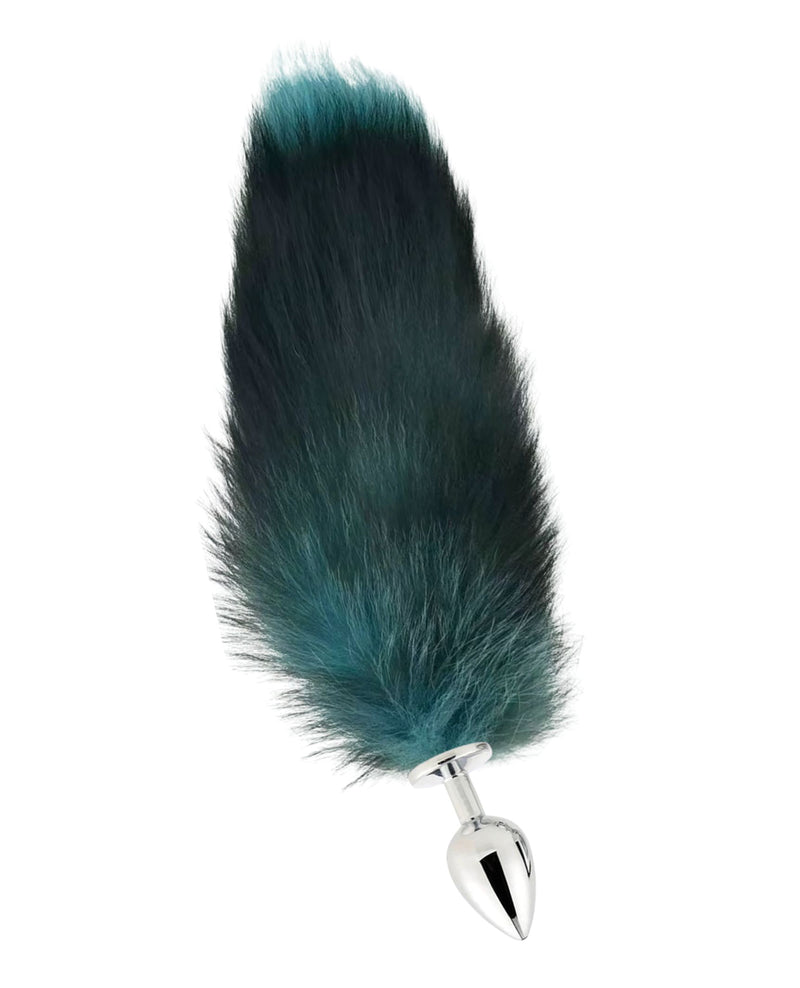 Load image into Gallery viewer, Pink Elephant Stainless Steel Large Teal Reusable Fox Tail Butt Plug