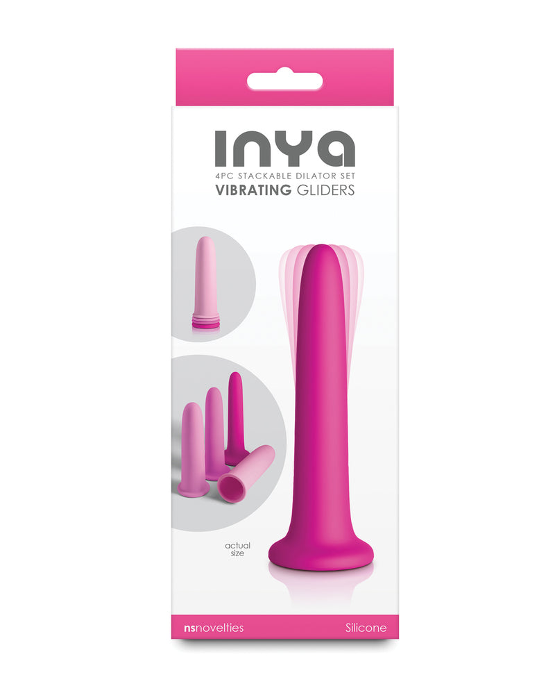 Cargue la imagen en el visor de la galería, Set de dilatadores vibratorios INYA Gliders de cuatro piezas, tres velocidades, rosa, apto para el cuerpo