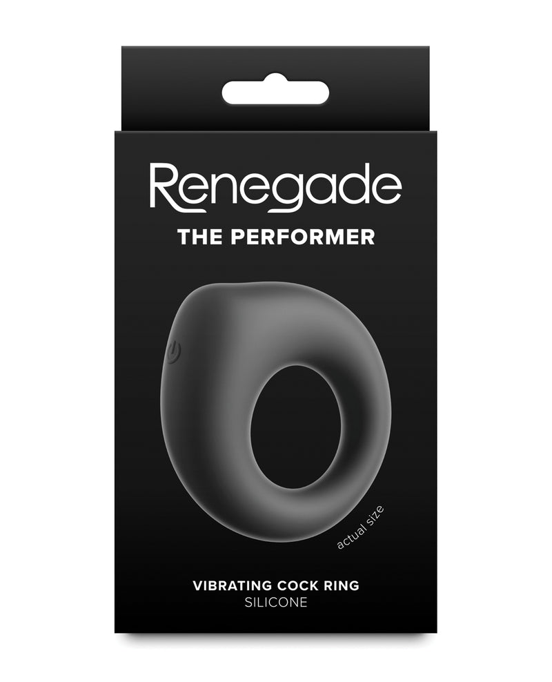 Cargue la imagen en el visor de la galería, Anillo para pene vibrador de silicona recargable Renegade The Performer, negro