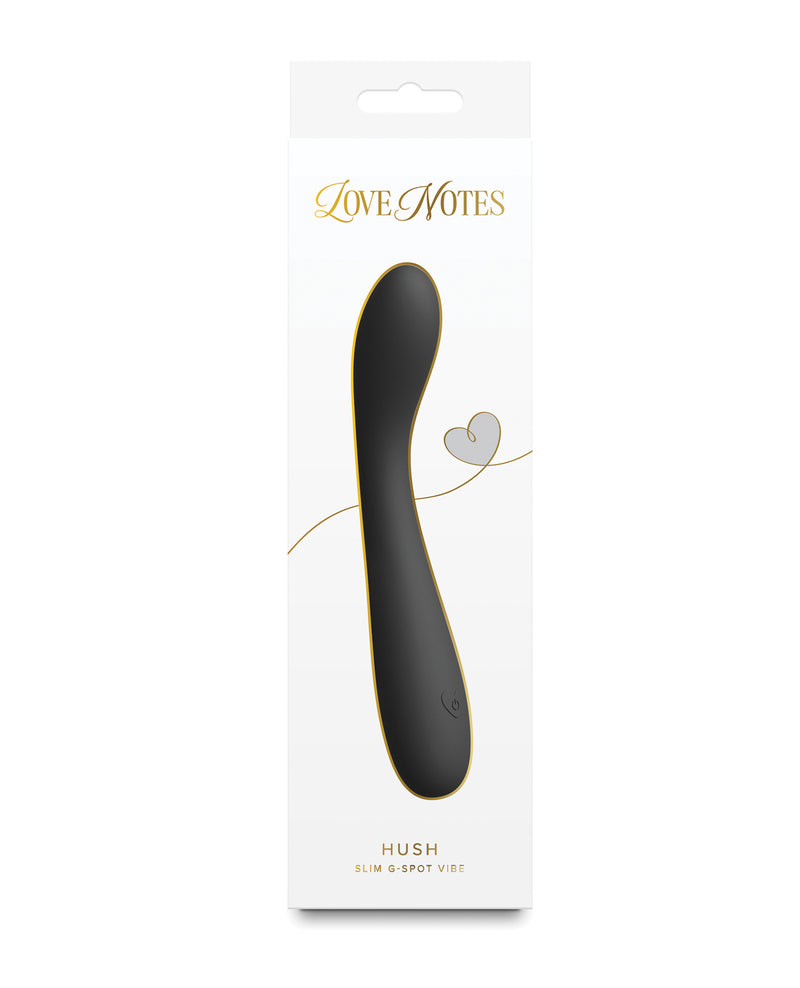 Load image into Gallery viewer, Love Notes Hush Black Slim Silicone G Spot Vibrator Rechargeable Waterproof