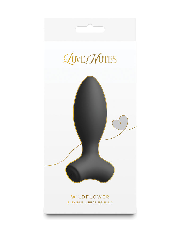 Cargue la imagen en el visor de la galería, Tapón flexible de silicona vibrador recargable Love Notes Wildflower, negro