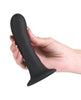 Încărcați imaginea în vizualizatorul Galerie, Love Notes Believe, dildo curbat cu nervuri, din silicon negru, cu bază cu ventuză, de 5 inch