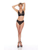 Load image into Gallery viewer, Black Scallop Lace Bra And Thong Two Piece Set Size Small