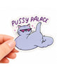 Bild in den Galerie-Viewer laden, Lustiger Vinyl-Aufkleber „Pussy Palace“ mit Katze für Katzenliebhaber, langlebiger Laptop-Aufkleber