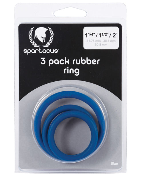 Carica l'immagine nel visualizzatore Galleria, Spartacus Rubber Cock Ring Set- Blue Pack of 3