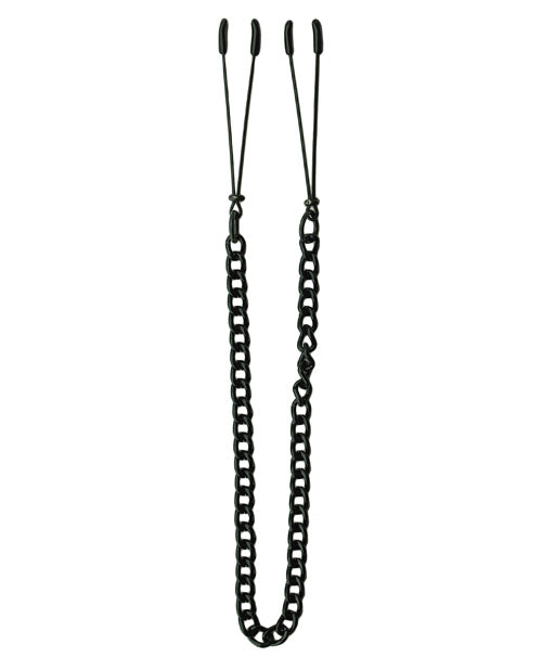 Load image into Gallery viewer, Spartacus Adjustable Black Tweezer Nipple Clamps With Chain