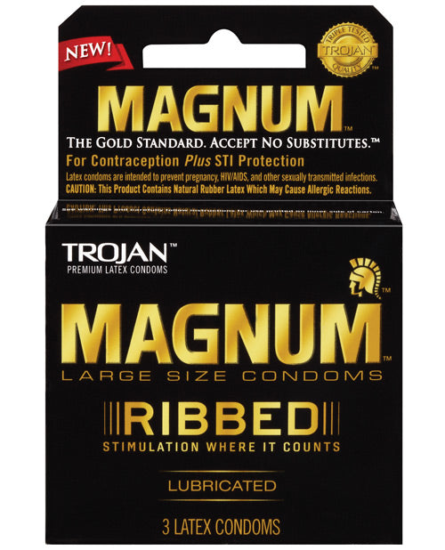 Încărcați imaginea în vizualizatorul Galerie, Trojan Magnum Ribbed Condoms - Box of 3