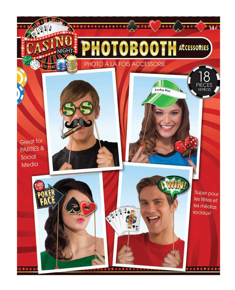 Cargue la imagen en el visor de la galería, Casino Photo Booth Prop Kit Set of 18 Pieces by Forum