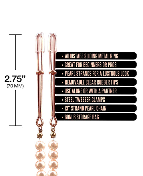 Indlæs billede i gallerifremviser, Nixie Pearl Drop Tweezer Nipple Clamps - Rose Gold