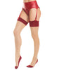 Ladda bilden i Galleri Viewer, Cuban Heel & Sheer Thigh High w/Back Seam Merlot/Nude O/S