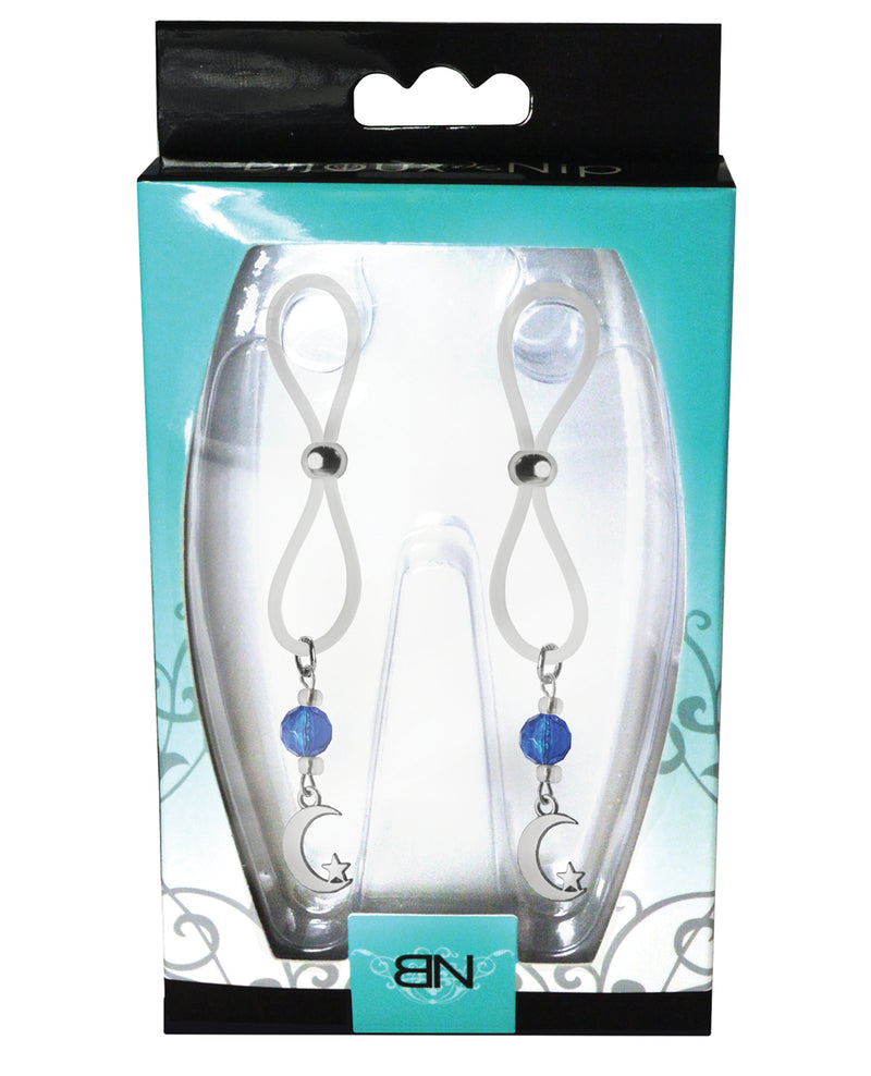 Cargue la imagen en el visor de la galería, Bijoux de Nip Halos para pezones con encanto de luna y estrella - Azul/Claro