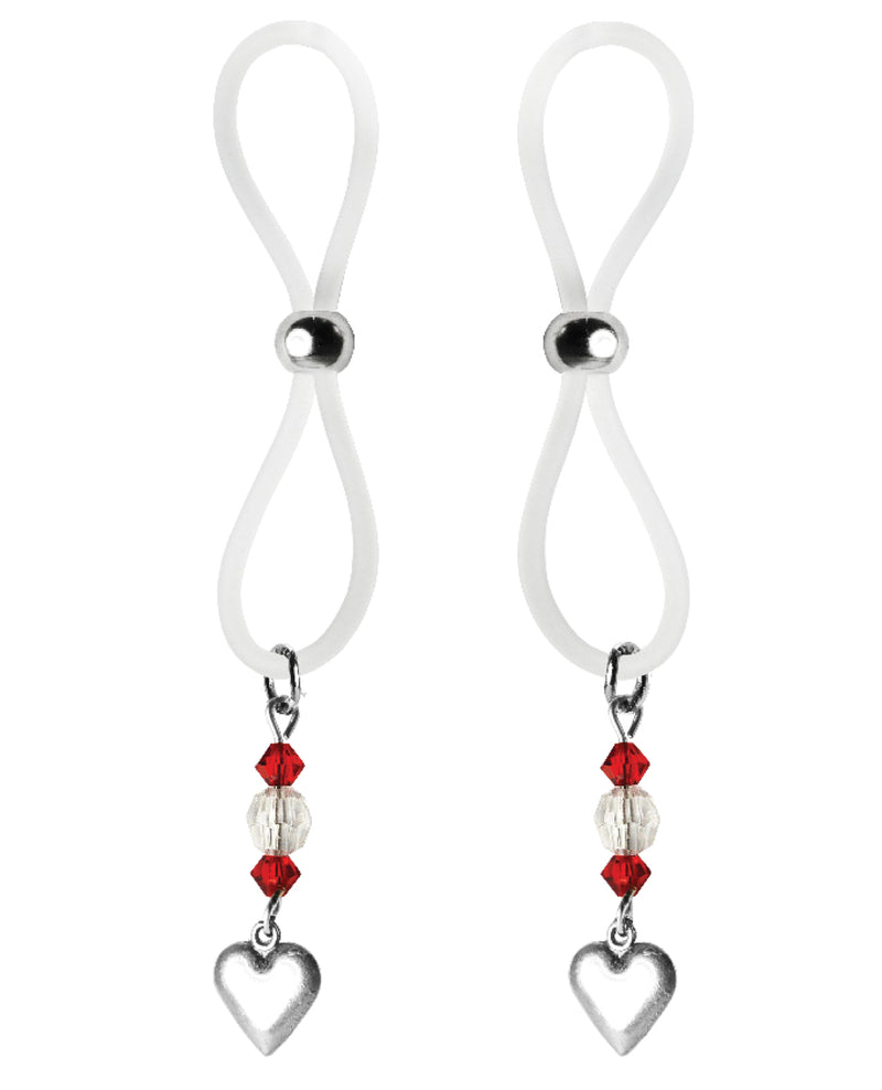 Cargue la imagen en el visor de la galería, Bijoux de Nip Aros para pezones con encanto de corazón - Rojo/Claro
