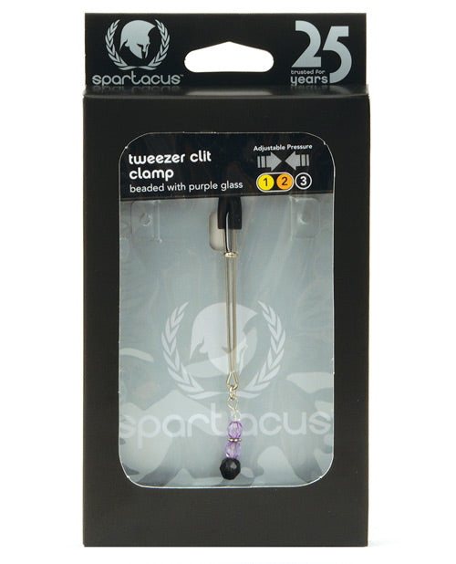 Load image into Gallery viewer, Spartacus Beaded Clit Clamp Adjustable Tweezer Style With Beads Purple