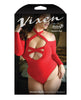 Load image into Gallery viewer, Vixen Havana Nights Long Sleeve Bodysuit w/Snap Closure Red QN