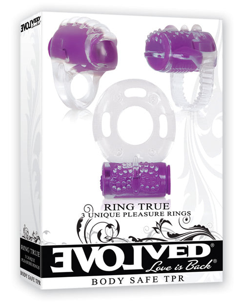 Load image into Gallery viewer, Evolved Ring True Unique Pleasure Rings Kit - 3 Pack Clear/Purple