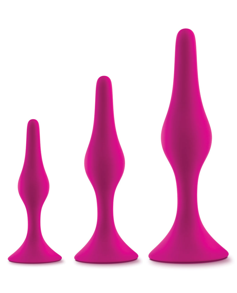 Bild in den Galerie-Viewer laden, Blush Luxe Beginner Butt Plug Kit Pink Safe Starter Set Three Sizes