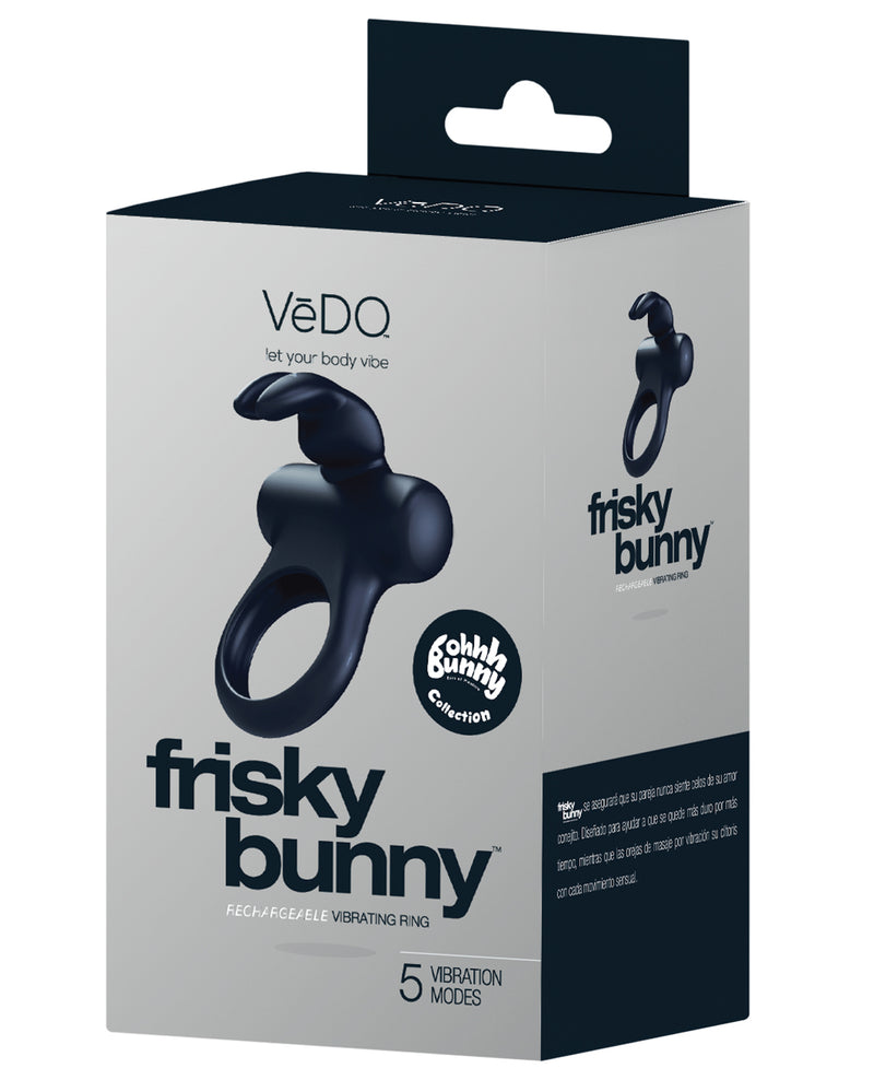 Load image into Gallery viewer, VeDO Frisky Bunny Rechargeable Vibrating Ring - Black Pearl
