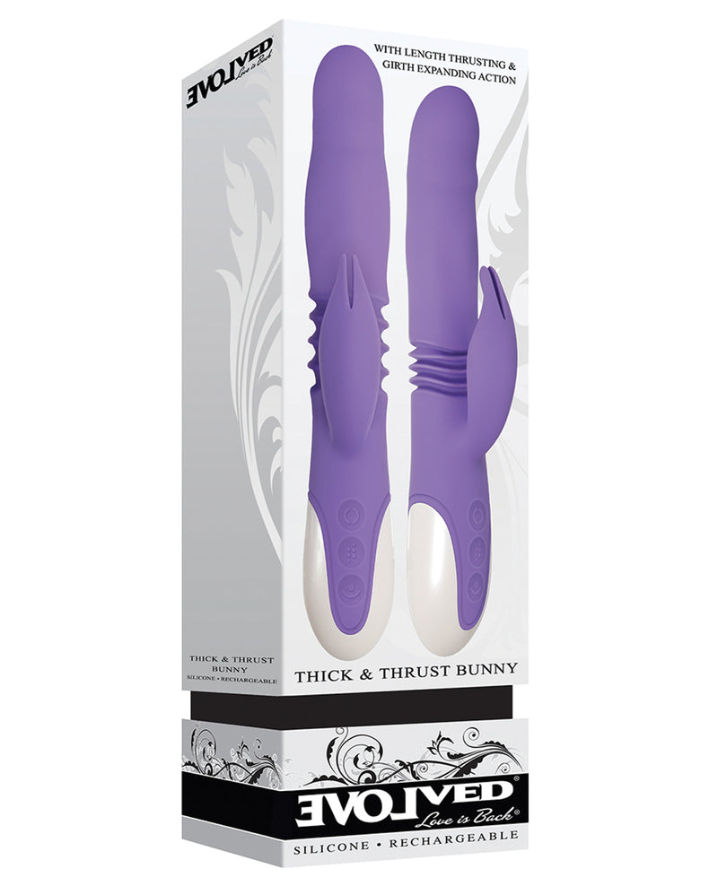 Załaduj obraz do przeglądarki galerii, Evolved Thick & Thrust Bunny Dual Stim Rechargeable - Purple