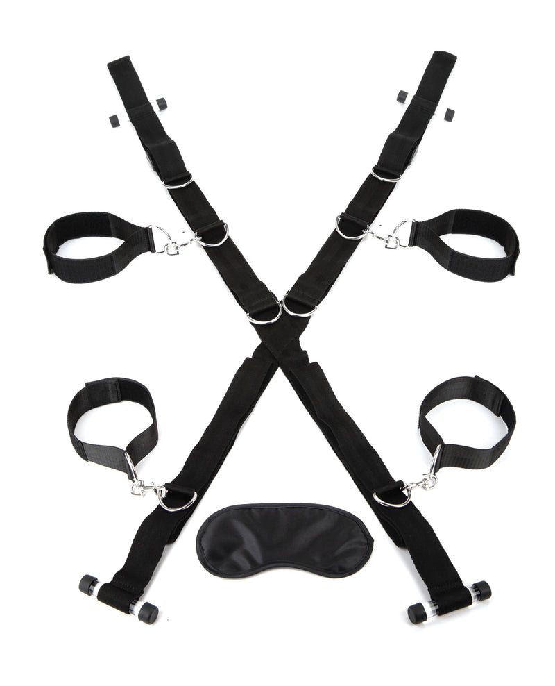 Cargue la imagen en el visor de la galería, Lux Fetish Over the Door Cross w/4 Universal Soft Restraint Cuffs