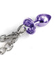 Carica l'immagine nel visualizzatore Galleria, Plug anale in metallo Nixie con gioiello incastonato e polsino in pelliccia - Viola metallico