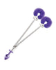 Carica l'immagine nel visualizzatore Galleria, Plug anale in metallo Nixie con gioiello incastonato e polsino in pelliccia - Viola metallico