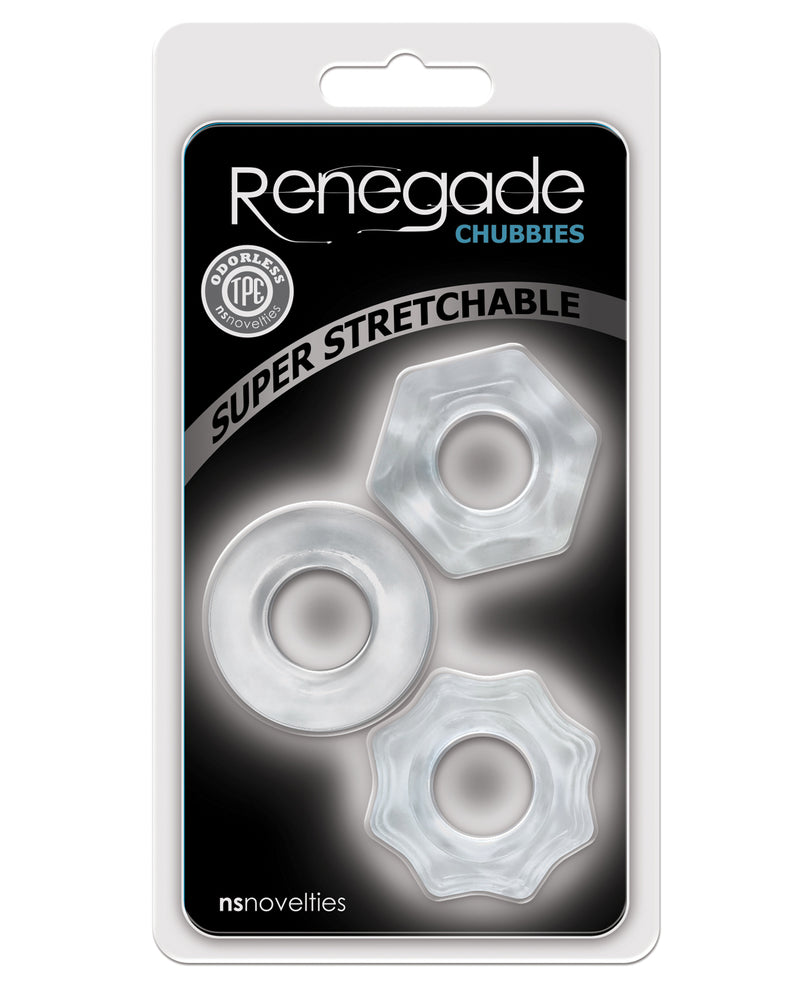 Load image into Gallery viewer, Renegade Chubbies Three Pack Clear Cock Rings Set Pliable TPE