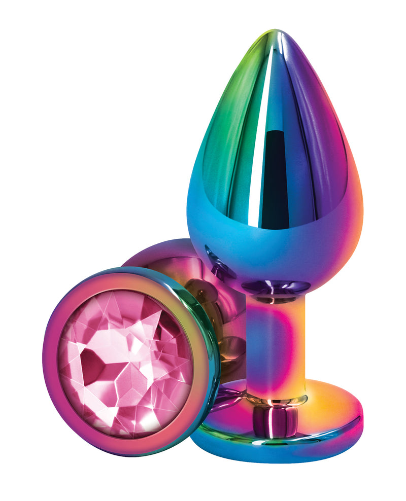 Load image into Gallery viewer, Rear Assets Multicolor Medium Pink Anal Toy Aluminum Chrome Plated Body Safe