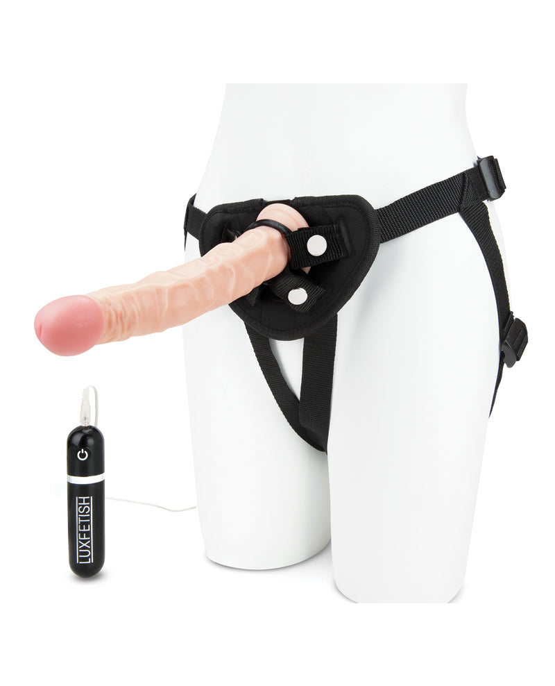 Charger l'image dans la visionneuse de la galerie, Lux Fetish 8.5" Realistic Vibrating Dildo w/Strap On Harness Set