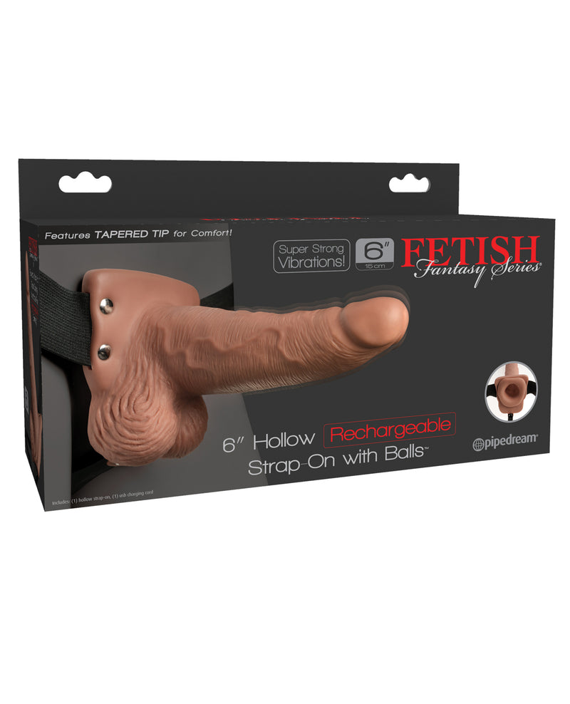 Încărcați imaginea în vizualizatorul Galerie, Fetish Fantasy Series 6" Hollow Rechargeable Strap On w/Balls - Tan