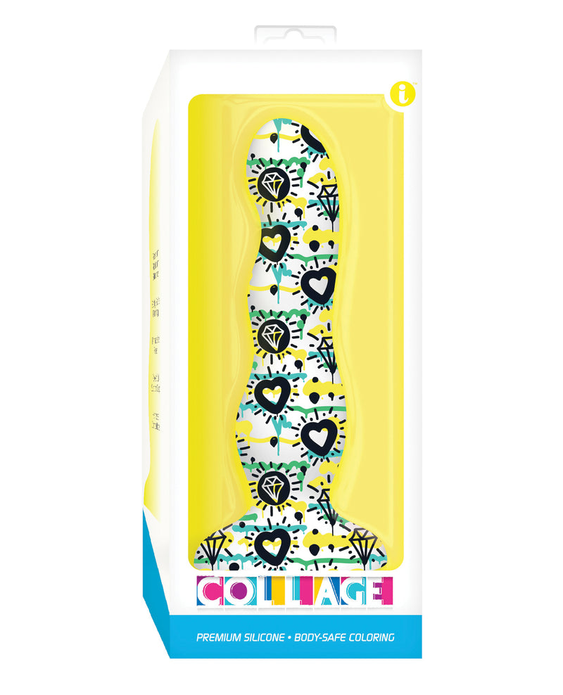 Cargue la imagen en el visor de la galería, Collage Diamonds & Hearts Curvy Silicone Dildo