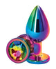 Load image into Gallery viewer, Rear Assets Multicolor Medium Rainbow Anal Toy Aluminum Chrome Plated Lightweight Body Safe With All Lubricants