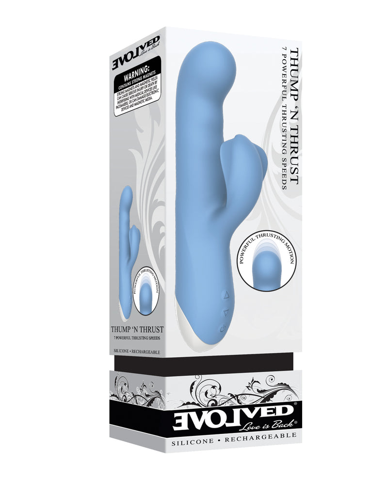 Afbeelding laden in Galerijviewer, Geëvolueerde Thump N Thrust Oplaadbare Dubbele Stimulator - Blauw