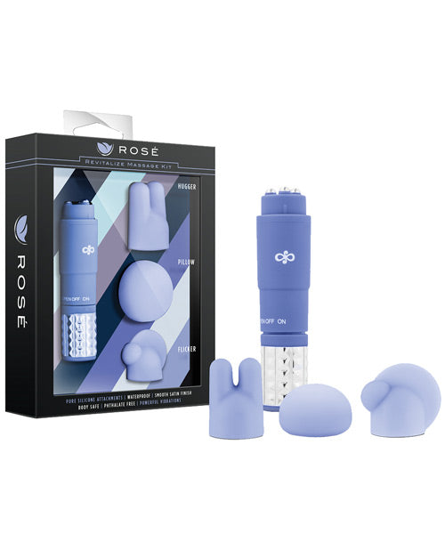 Carica l'immagine nel visualizzatore Galleria, Blush Rose Revitalize Massage Kit Periwinkle With Silicone Attachments