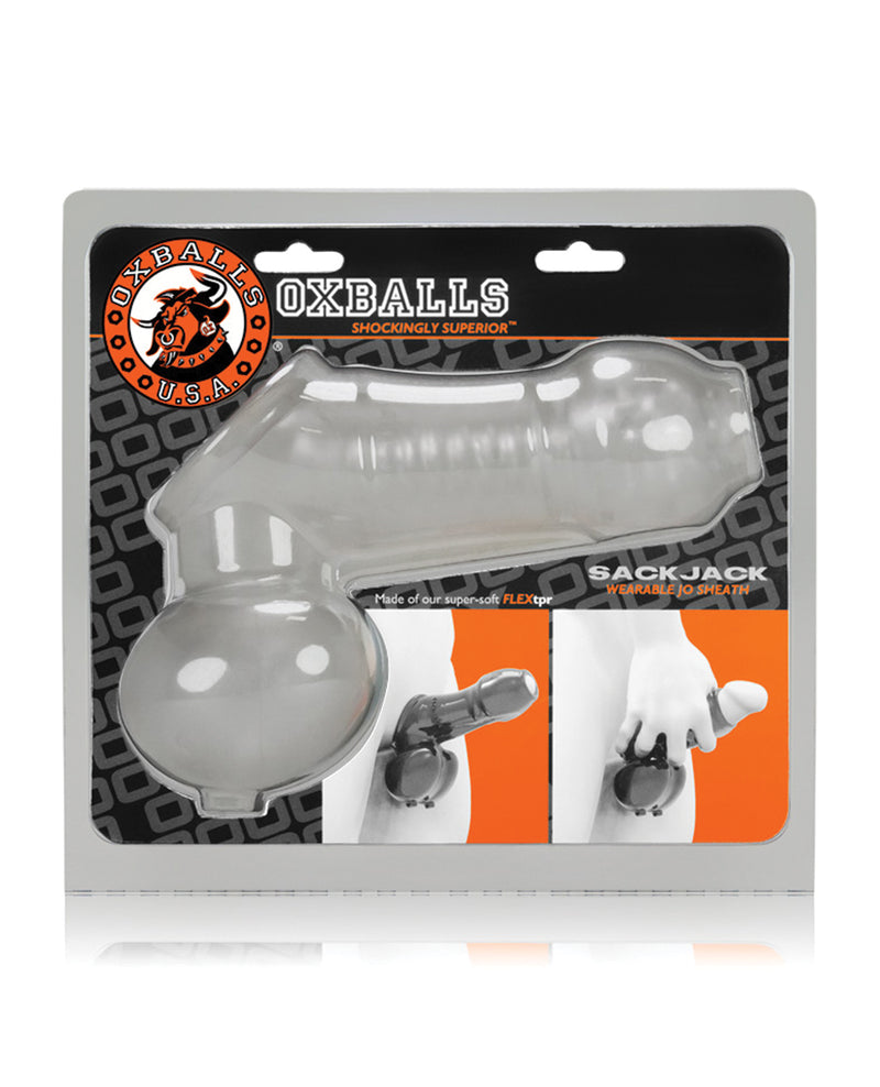 Lataa kuva gallerian katseluohjelmaan, Oxballs Sackjack Wearable Jack Off Sheath - Clear Frost