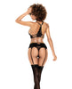 Load image into Gallery viewer, Lace Underwire Bra, Thong & Garterbelt w/Lace Up Detail Black M/L