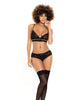 Load image into Gallery viewer, Lace Underwire Bra, Thong & Garterbelt w/Lace Up Detail Black M/L
