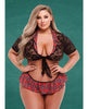 Load image into Gallery viewer, Teacher's Pet Schoolgirl Lace Top, Tie & Skirt Black/Red QN