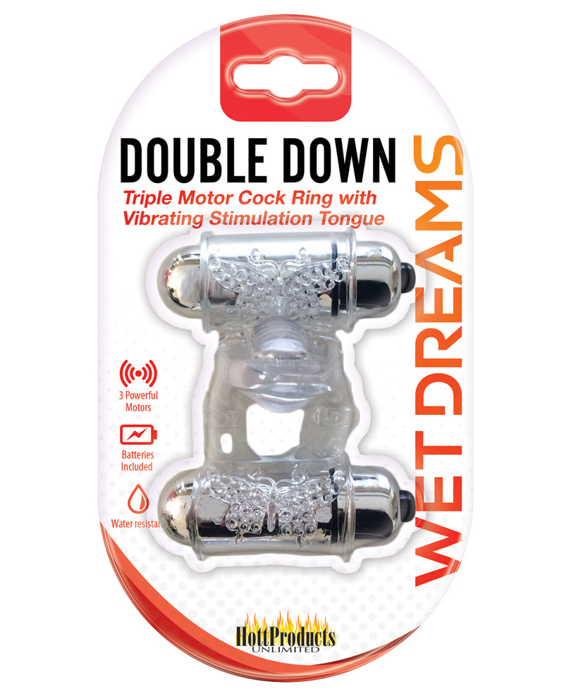 Bild in den Galerie-Viewer laden, Wet Dreams Double Down Vibrations-Penisring mit Bullet
