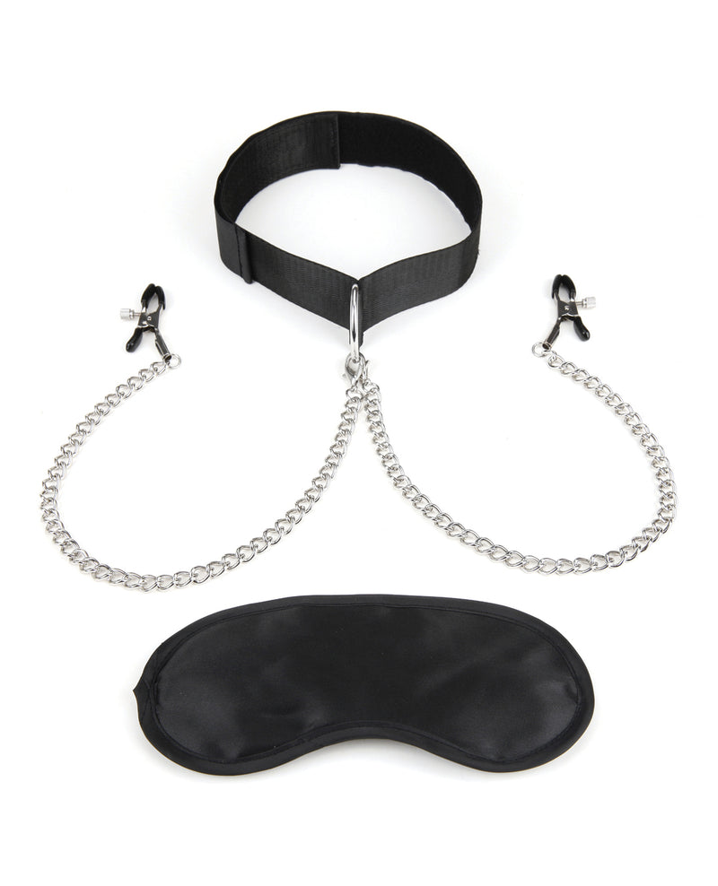 Cargue la imagen en el visor de la galería, Collar fetiche Lux y pinzas para pezones con pinzas de presión ajustable