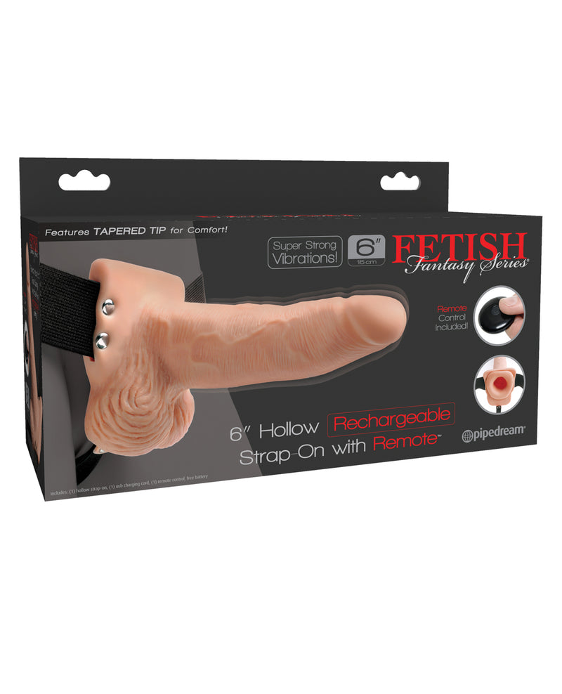 Lataa kuva gallerian katseluohjelmaan, Fetish Fantasy Series 6" Hollow Rechargeable Strap On w/Remote - Flesh