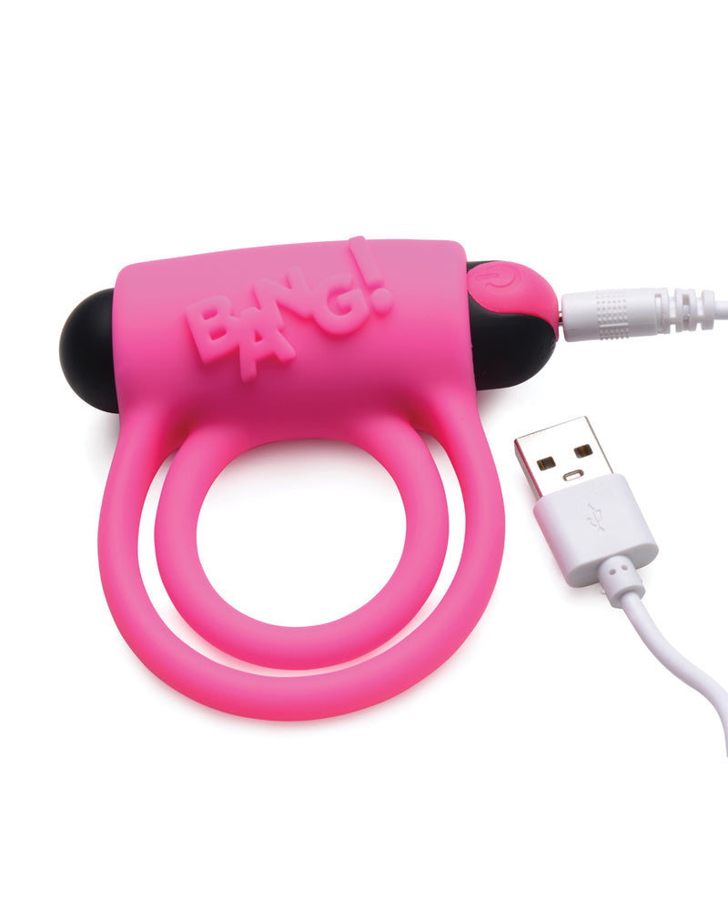 Lataa kuva gallerian katseluohjelmaan, Bang! Vibrating Cock Ring & Bullet w/Remote Control - Pink