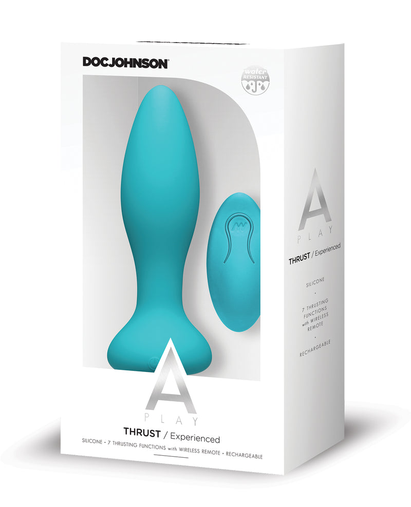 Załaduj obraz do przeglądarki galerii, A Play Thrust Experienced Rechargeable Silicone Anal Plug w/Remote - Teal