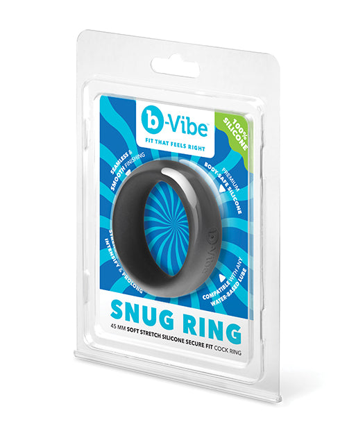 Cargue la imagen en el visor de la galería, Bvibe Snug Ring 45 Millimeter Soft Stretch Silicone Secure Fit Cock Ring Black