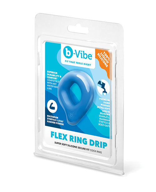 Charger l'image dans la visionneuse de la galerie, Anneau pénien B Vibe Flex Drip en silicone ultra-souple, bleu, maintien sûr