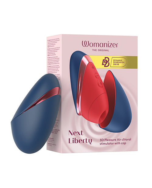 Cargue la imagen en el visor de la galería, Estimulador de clítoris compacto Womanizer Next Liberty con tecnología Pleasure Air 3D, azul y rojo