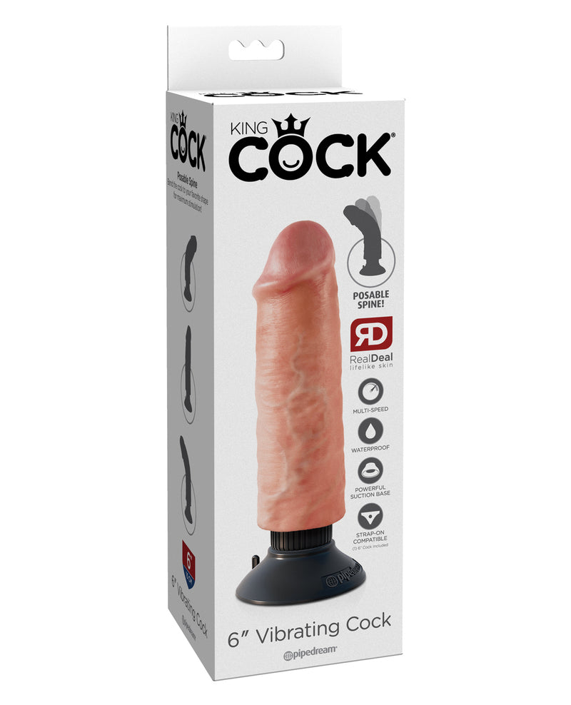 Lataa kuva gallerian katseluohjelmaan, King Cock 6" Vibrating Cock - Flesh