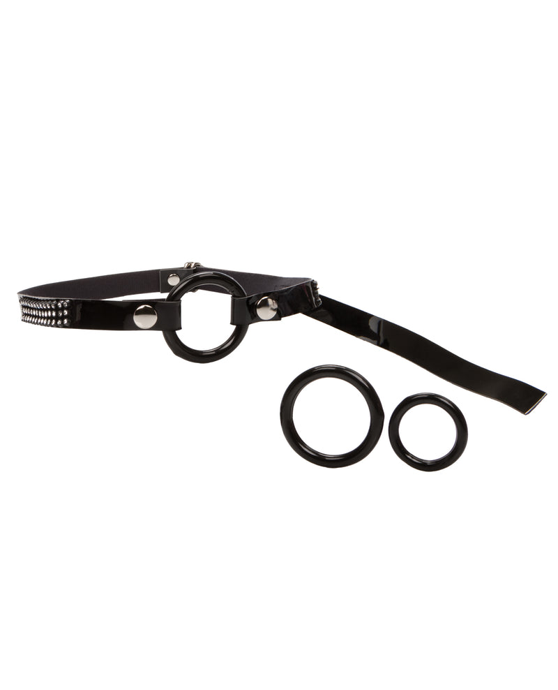 Cargue la imagen en el visor de la galería, Bound by Diamonds Open Ring Gag - Black