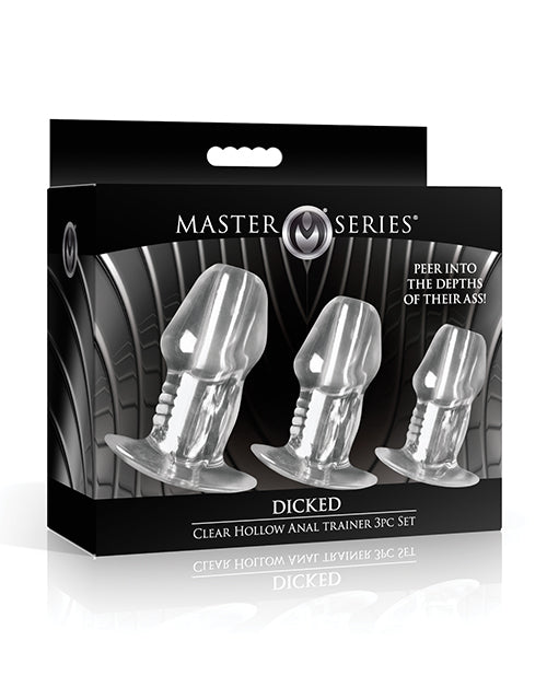 Load image into Gallery viewer, Master Series - Dicked Clear Hollow Anal Plug 3 pc Set