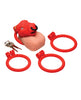 Load image into Gallery viewer, Master Series Bull Chastity Cage Red With Four Graduated Rings